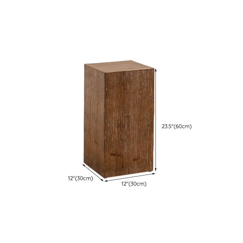 French Country Wood Block Side Table Square End Table, 11.8 inch Wide
