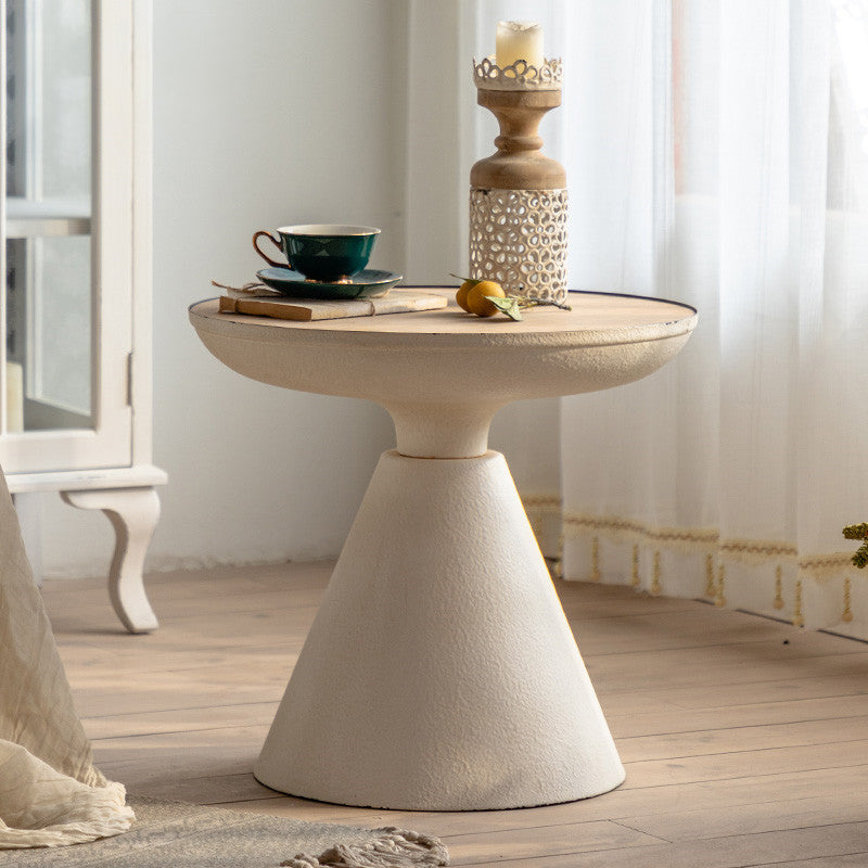 French Country Metal Pedestal Side End Table 18.9" Tall Round Side End Table