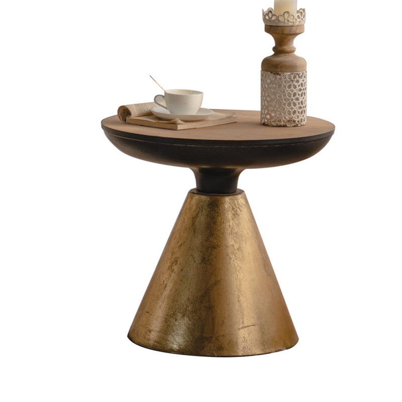 French Country Metal Pedestal Side End Table 18.9" Tall Round Side End Table