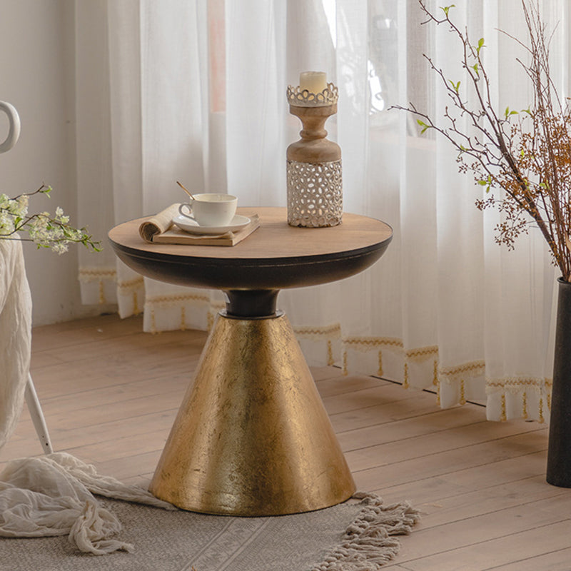 French Country Metal Pedestal Side End Table 18.9" Tall Round Side End Table