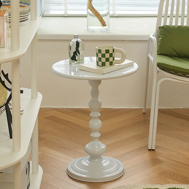 Modernistic Metal Round Side End Table 20.5" Tall Pedestal End Table