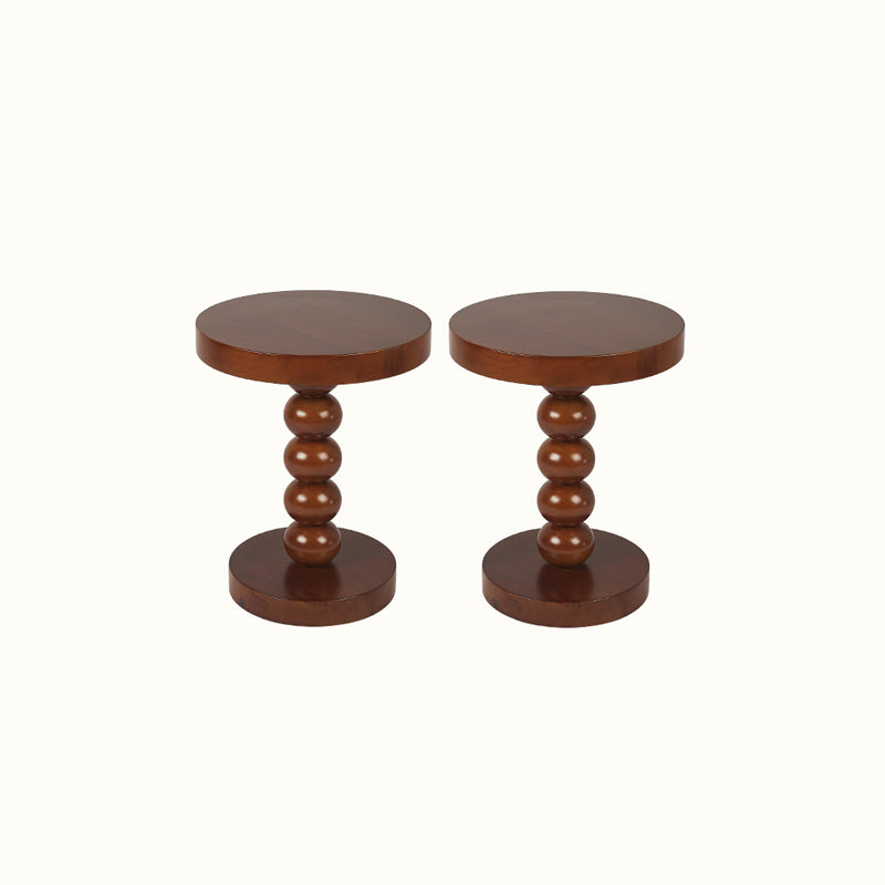 Round Solid Wood Side Table Scandinavian 20" Tall Pedestal End Table