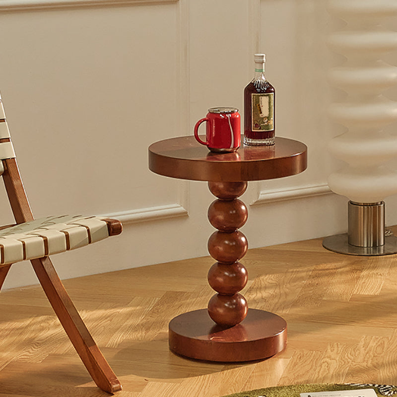 Round Solid Wood Side Table Scandinavian 20" Tall Pedestal End Table