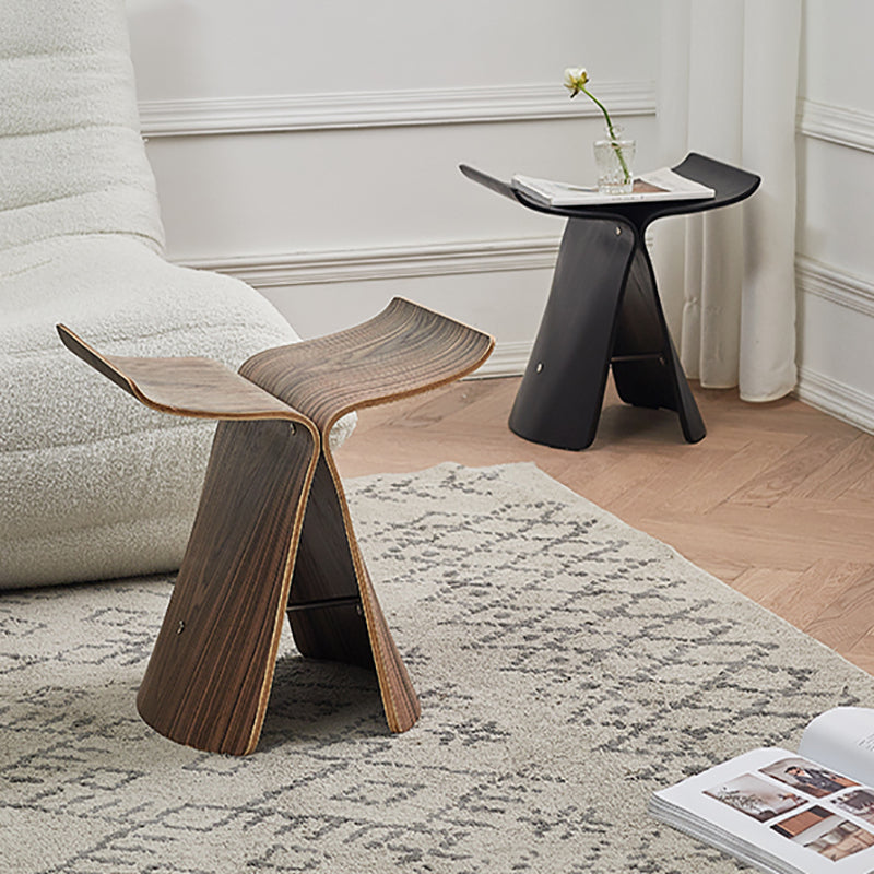 15.7" Tall Trestle End Table Scandinavian Solid Wood Side Table