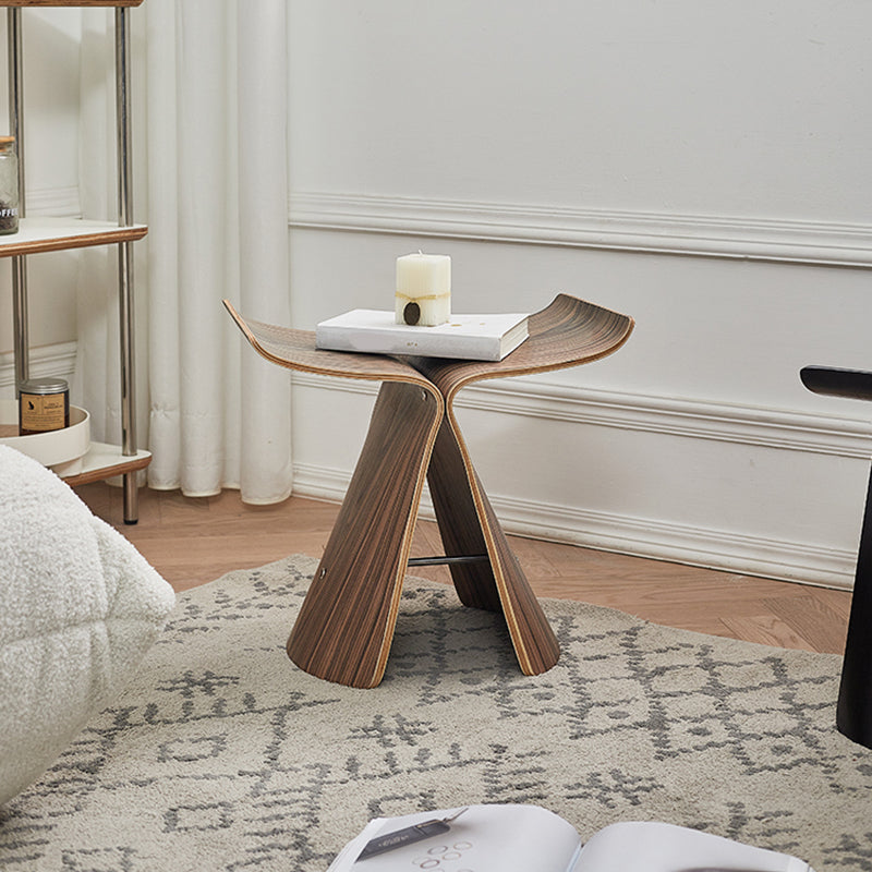 15.7" Tall Trestle End Table Scandinavian Solid Wood Side Table