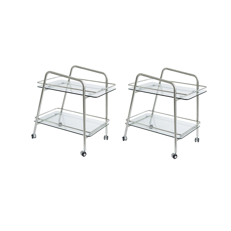 Modernistic Glass with Shelf Rectangular Double Tier Living Room Side Table