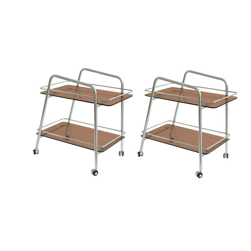 Modernistic Glass with Shelf Rectangular Double Tier Living Room Side Table