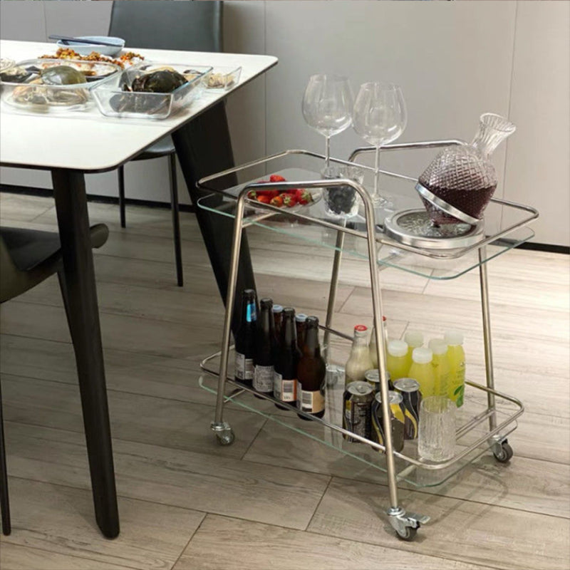 Modernistic Glass with Shelf Rectangular Double Tier Living Room Side Table