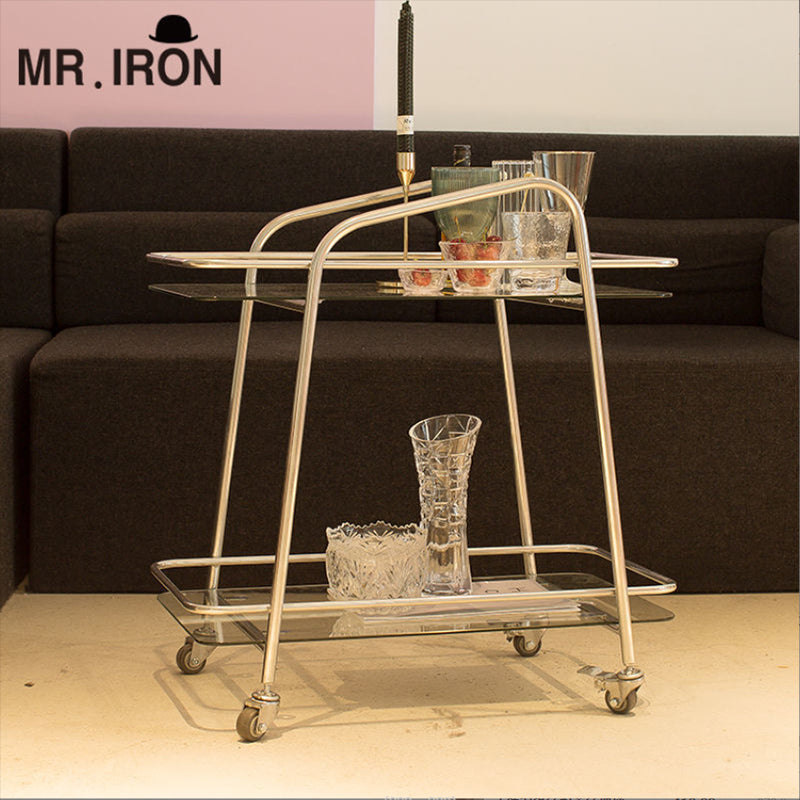Modernistic Glass with Shelf Rectangular Double Tier Living Room Side Table