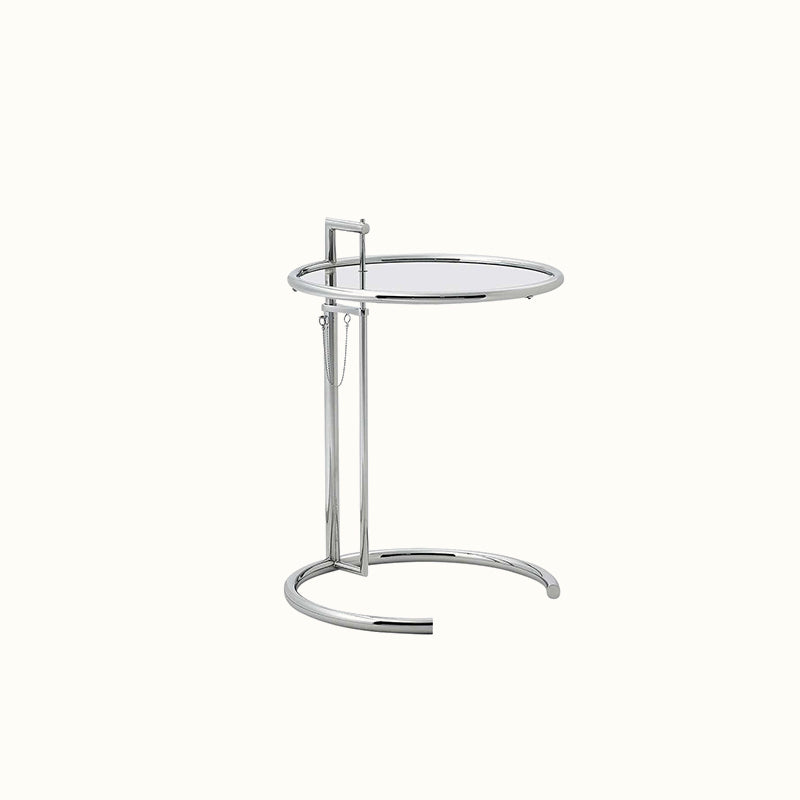 Round Metallic C Side Table Contemporary Glass Top Round Side End Table