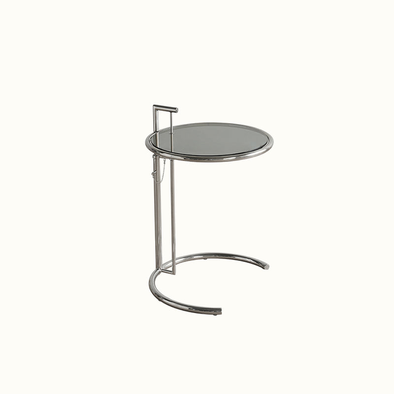 Round Metallic C Side Table Contemporary Glass Top Round Side End Table