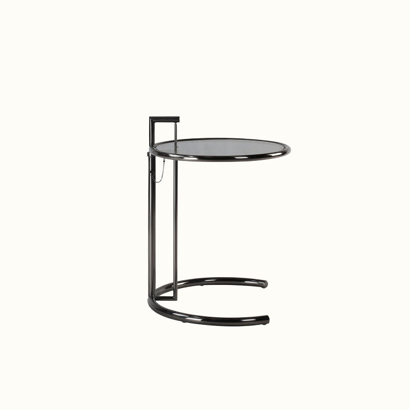 Round Metallic C Side Table Contemporary Glass Top Round Side End Table