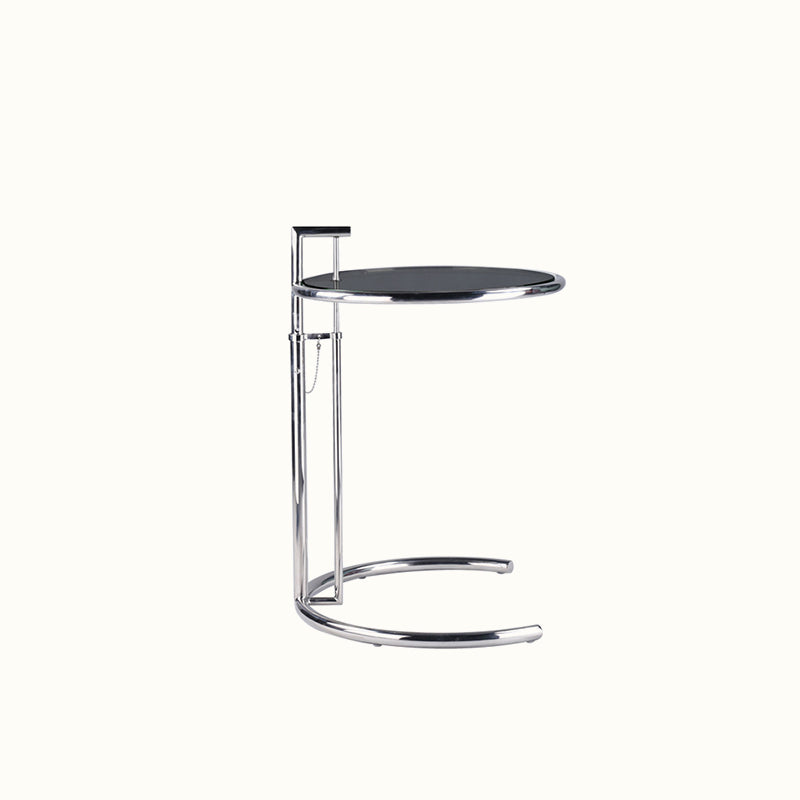 Round Metallic C Side Table Contemporary Glass Top Round Side End Table