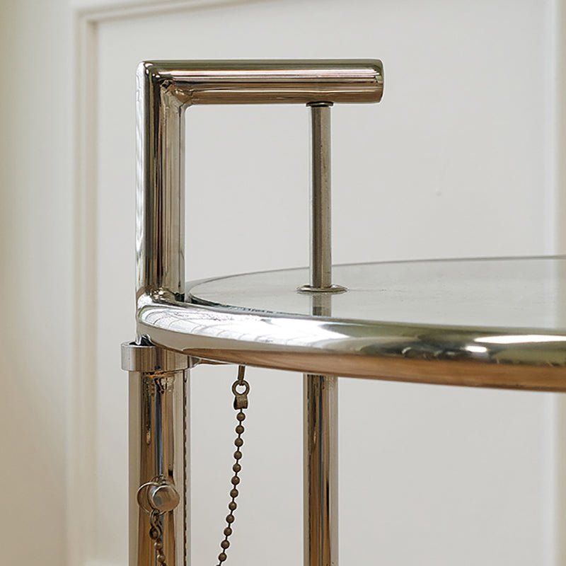 Round Metallic C Side Table Contemporary Glass Top Round Side End Table