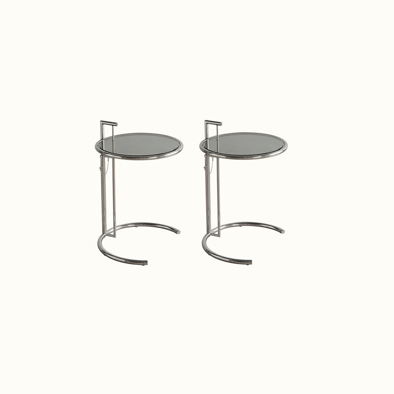 Round Metallic C Side Table Contemporary Glass Top Round Side End Table