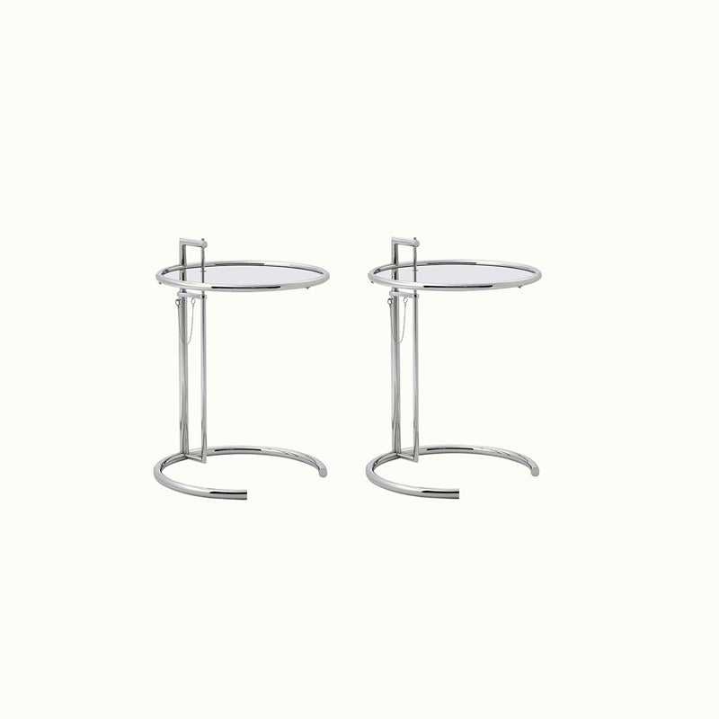 Round Metallic C Side Table Contemporary Glass Top Round Side End Table