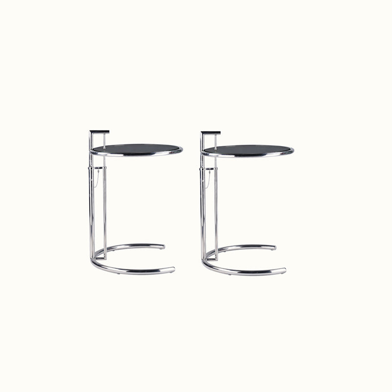Round Metallic C Side Table Contemporary Glass Top Round Side End Table