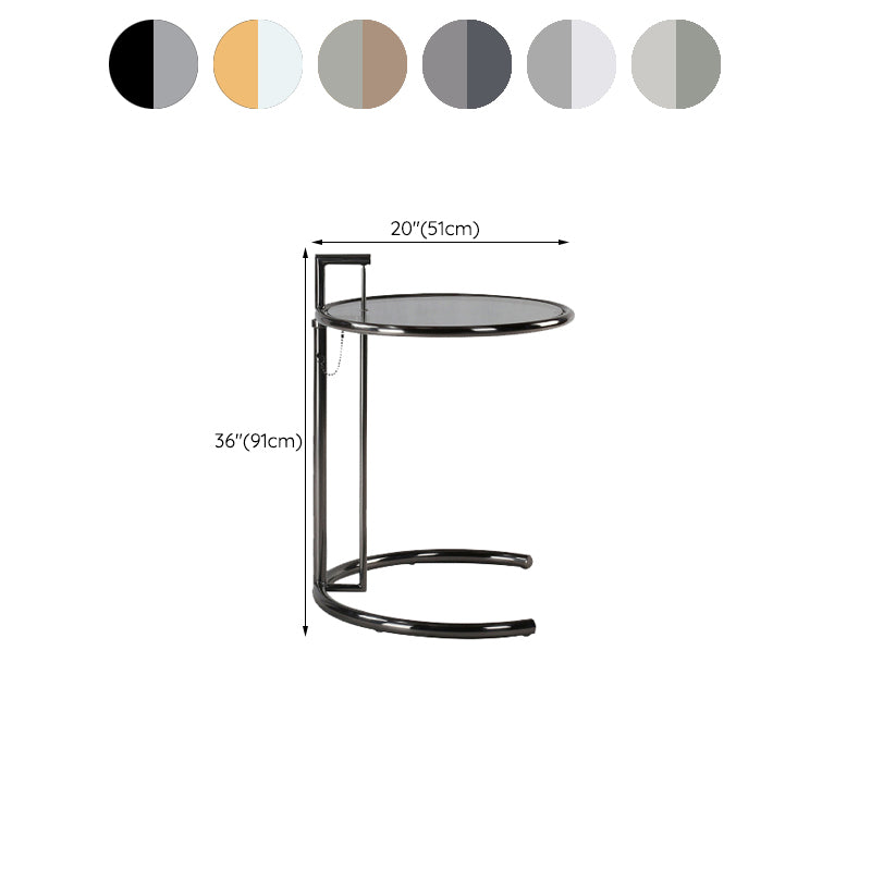 Round Metallic C Side Table Contemporary Glass Top Round Side End Table