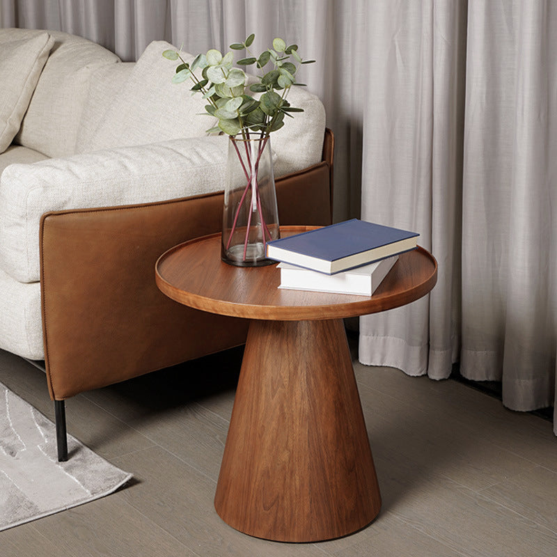 Contemporary Living Room Round Pedestal Solid Wood End Table