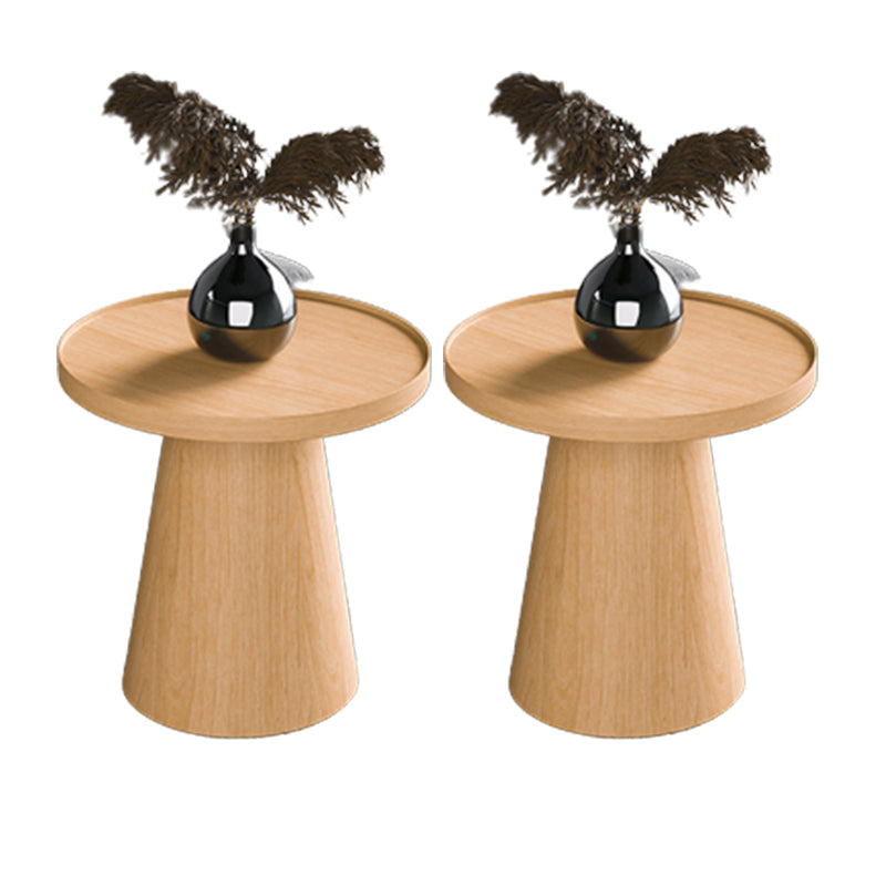 Contemporary Living Room Round Pedestal Solid Wood End Table