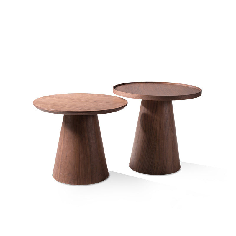 Contemporary Living Room Round Pedestal Solid Wood End Table