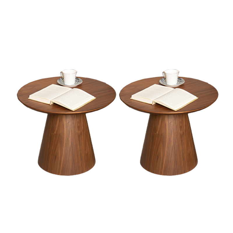 Contemporary Living Room Round Pedestal Solid Wood End Table