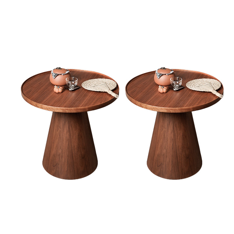 Contemporary Living Room Round Pedestal Solid Wood End Table