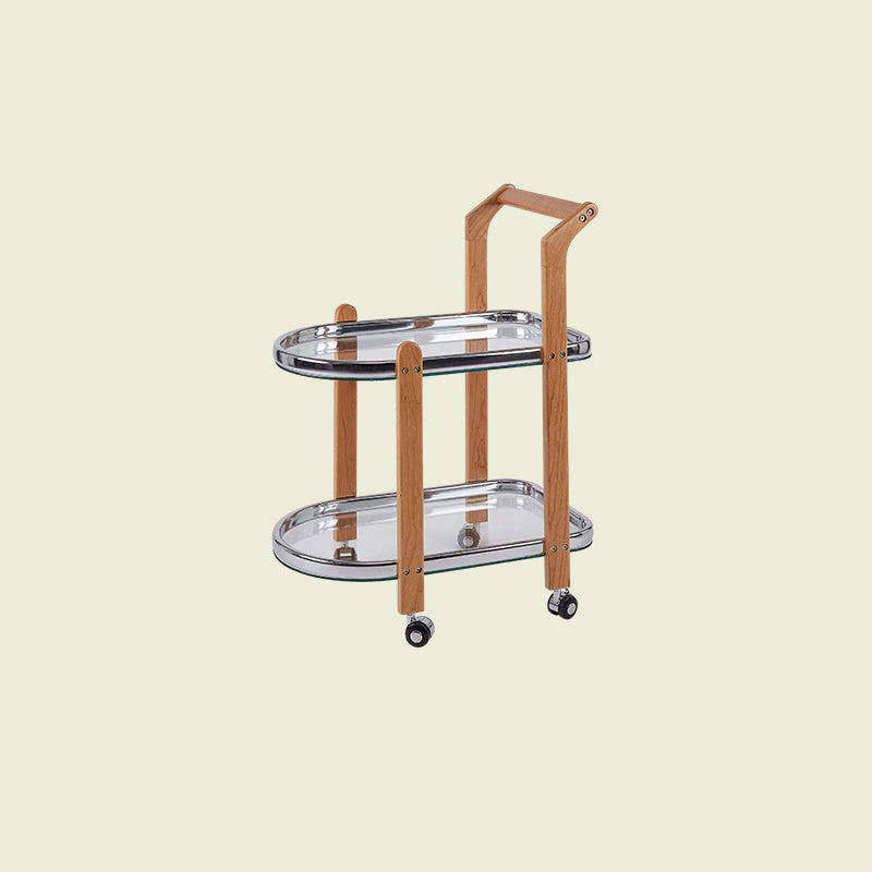 Contemporary Glass Top End Slide Table Geometric 4 Legs Side Table
