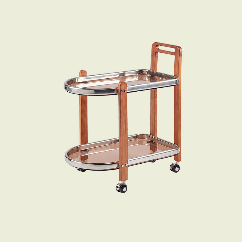 Contemporary Glass Top End Slide Table Geometric 4 Legs Side Table