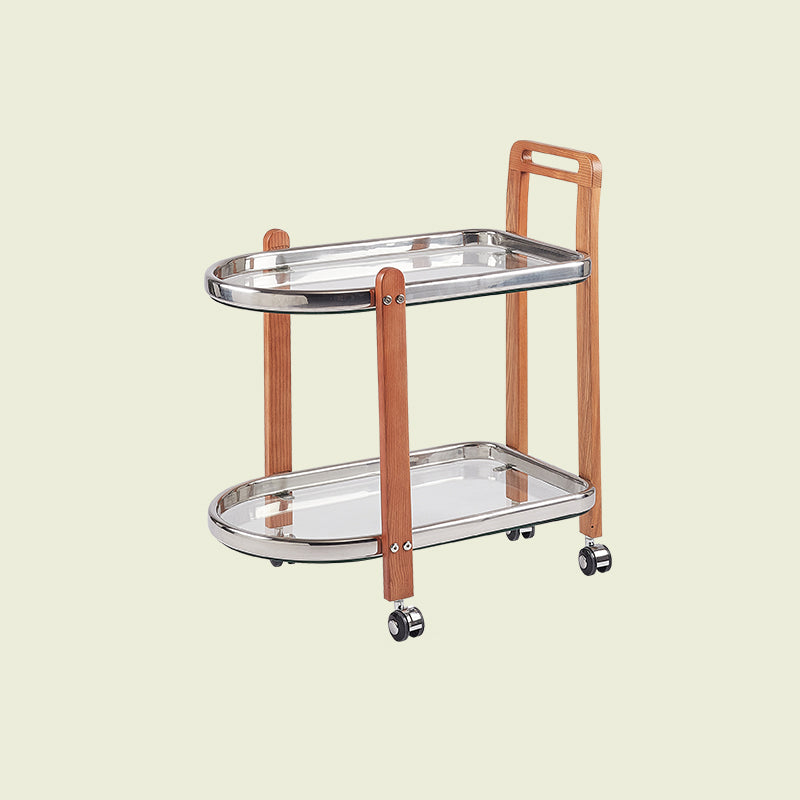 Contemporary Glass Top End Slide Table Geometric 4 Legs Side Table