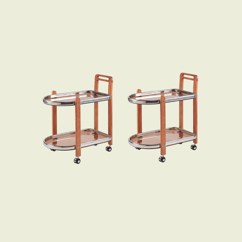 Contemporary Glass Top End Slide Table Geometric 4 Legs Side Table