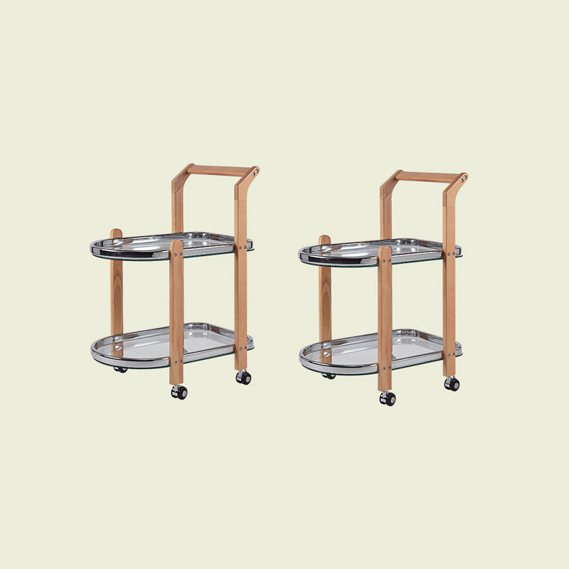 Contemporary Glass Top End Slide Table Geometric 4 Legs Side Table