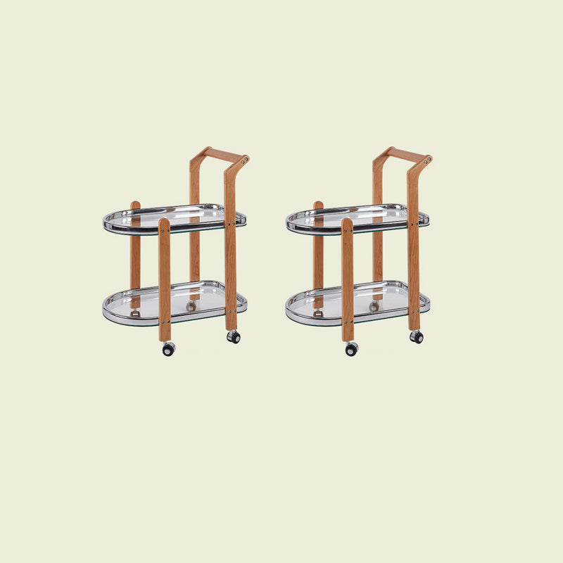 Contemporary Glass Top End Slide Table Geometric 4 Legs Side Table