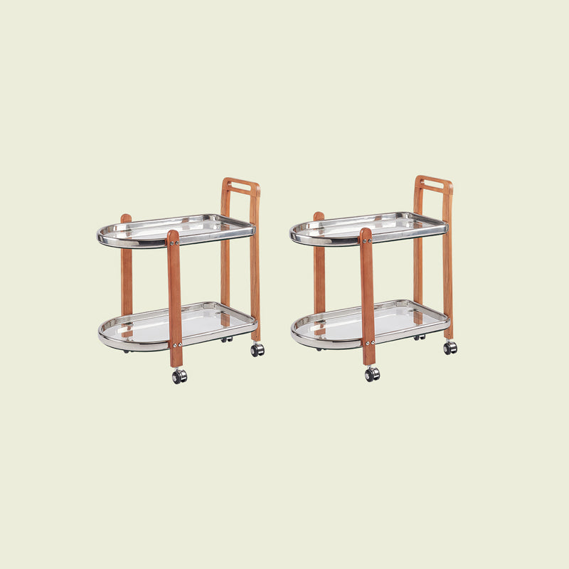 Contemporary Glass Top End Slide Table Geometric 4 Legs Side Table