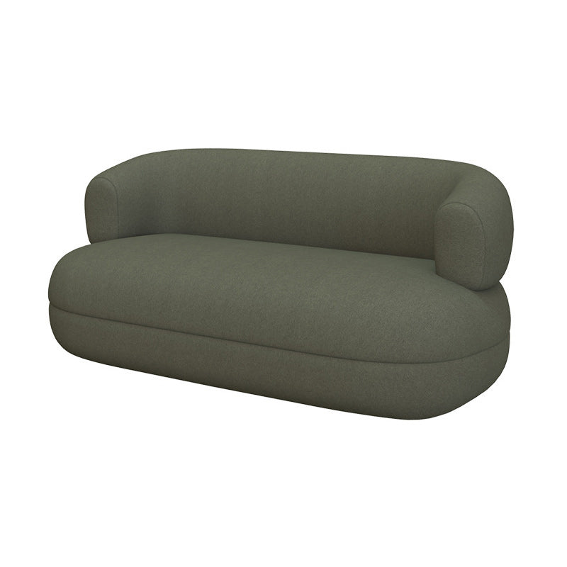 Contemporary Faux Leather Tuxedo Arm Curved Sofa for Living Room