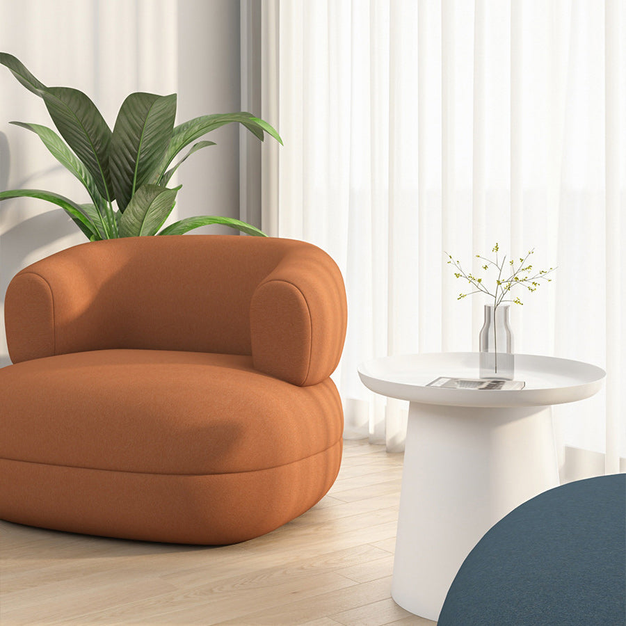 Contemporary Faux Leather Tuxedo Arm Curved Sofa for Living Room