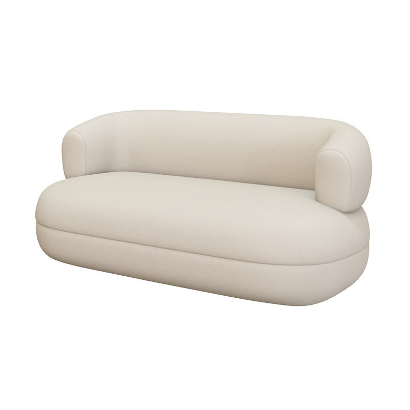 Contemporary Faux Leather Tuxedo Arm Curved Sofa for Living Room