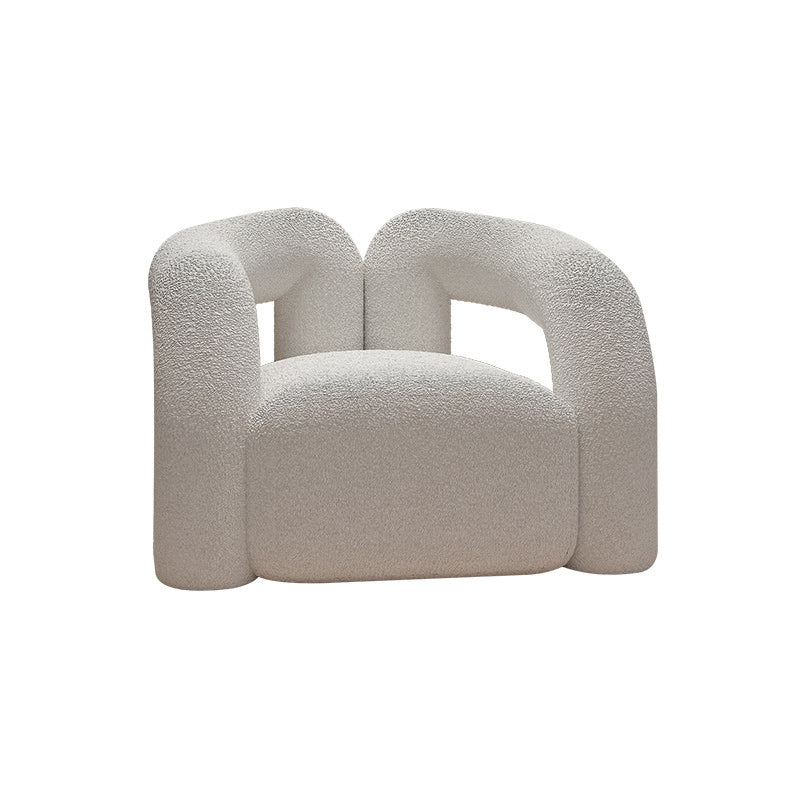Contemporary White Sofa with Tuxedo Arm and Tight Back in Wool