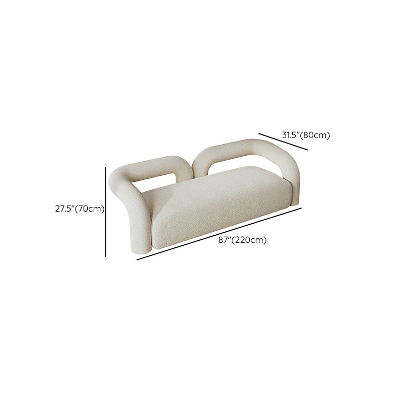 Contemporary White Sofa with Tuxedo Arm and Tight Back in Wool