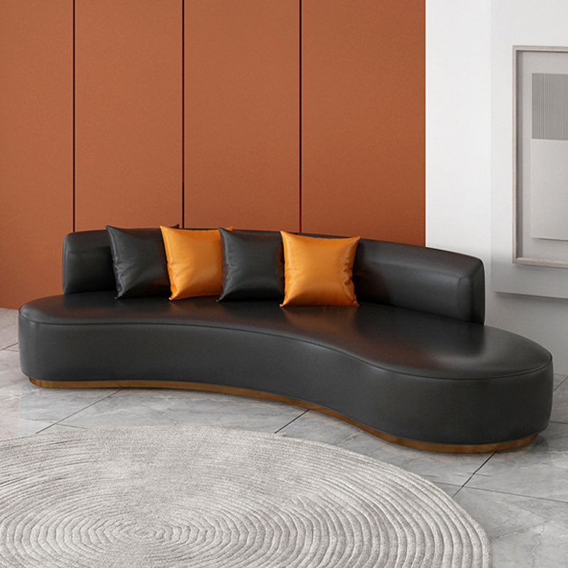 Contemporary 27.55"H Solid Color Faux Leather Armless Curved Sofa