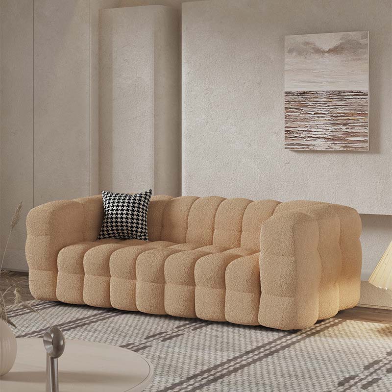 Contemporary Standard Sofa with Tufted Back and Tuxedo Arm in Brown