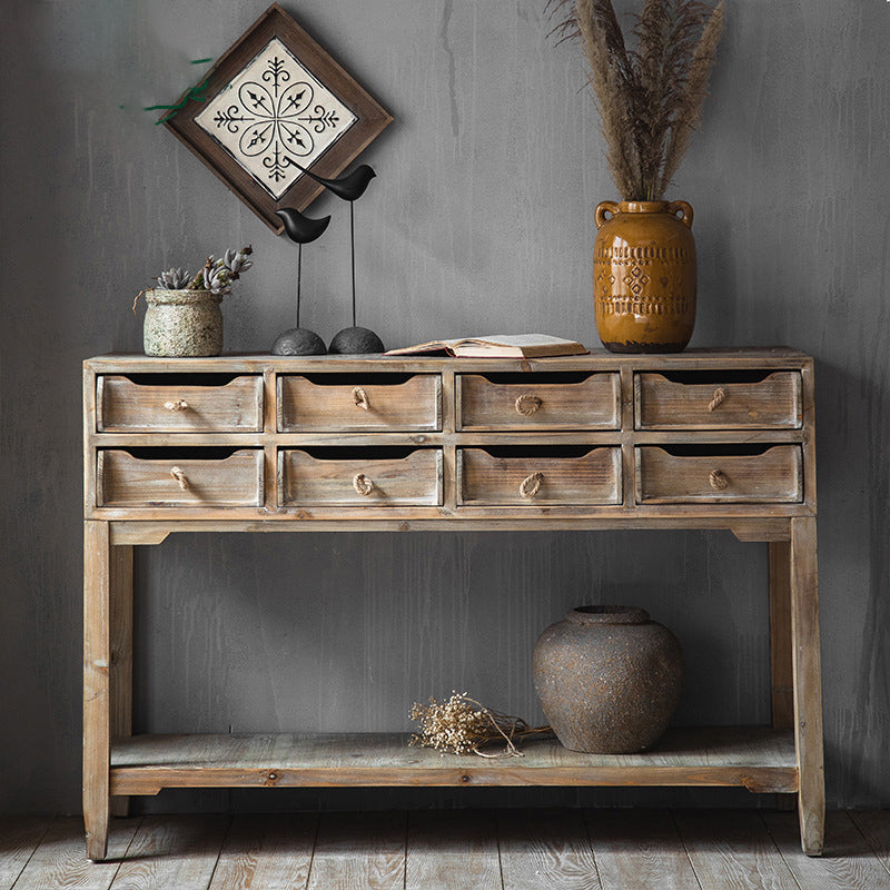 Industrial Distressed Wood Accent Cabinet in Brown with Drawers