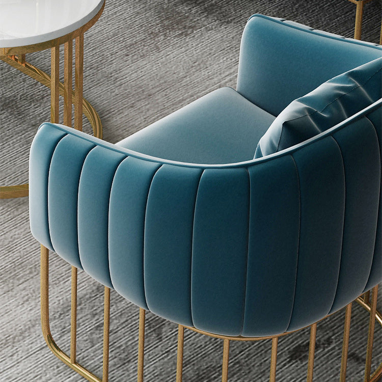 Contemporary Blue/Gray Sofa with Tuxedo Arm and Pillows for Apartment