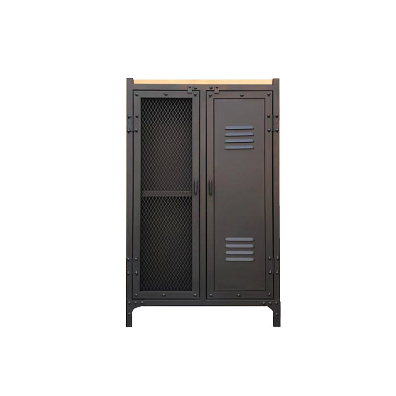 Industrial Style 39.4" Tall Chest 2 - Door Iron Accent Cabinet in Black