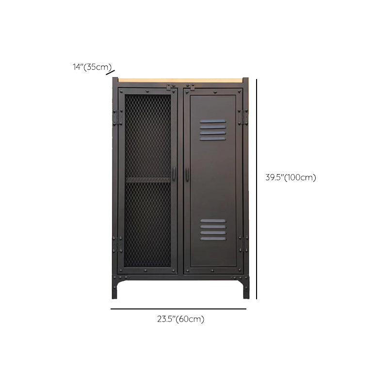 Industrial Style 39.4" Tall Chest 2 - Door Iron Accent Cabinet in Black