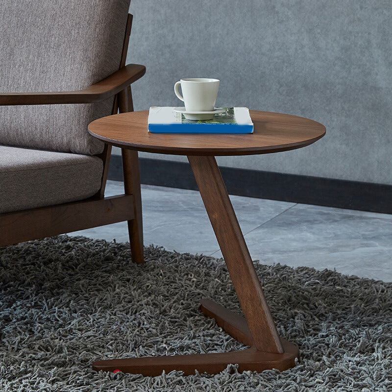 Scandinavian Solid Wood End Table Abstract Round Living Room Side Table