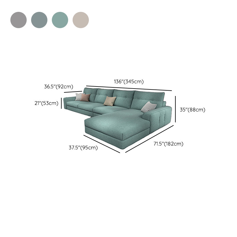 Tufted Back Sectional with Bolster Pillows Sqaure Arm Sectional