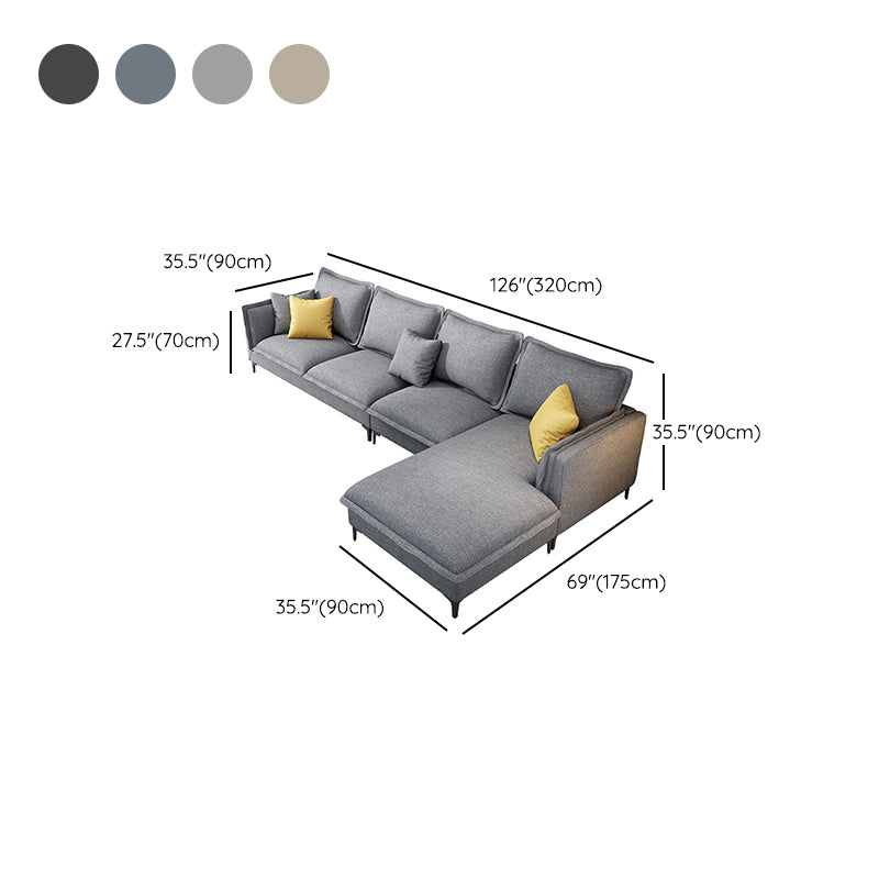 Linen Modern Square Arm Sectional 4-seater Sectional with 4 Pillows