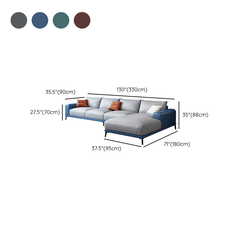 Square Arm Loose Back Sectional with Chaise Faux Leather 4-seater Sectional