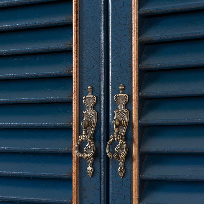 45.3" Tall 2 - Door Cabinet Mid Century Distressed Wood Storage Cabinet with 2 Drawers